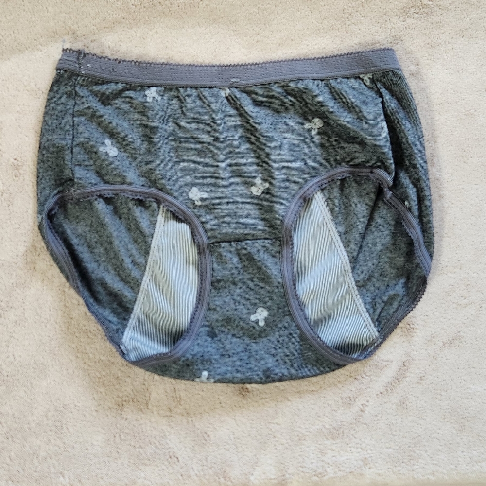 Gray period panties with bunny design